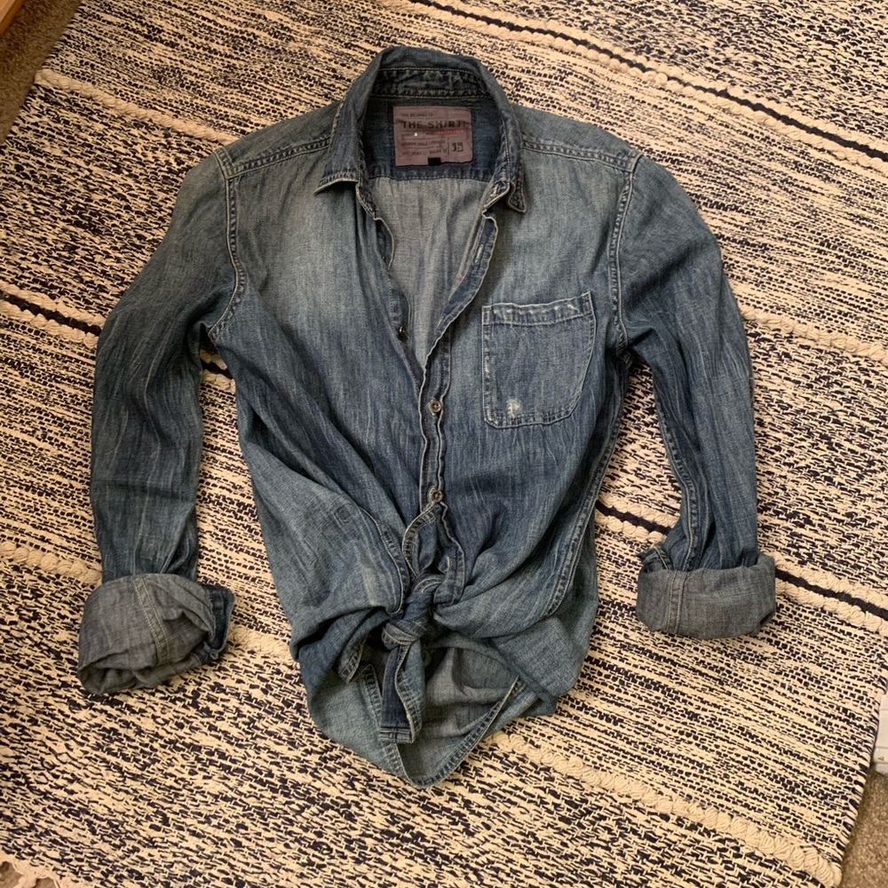 Joe's Jeans Blue Long Sleeve Notched Collar Shirt